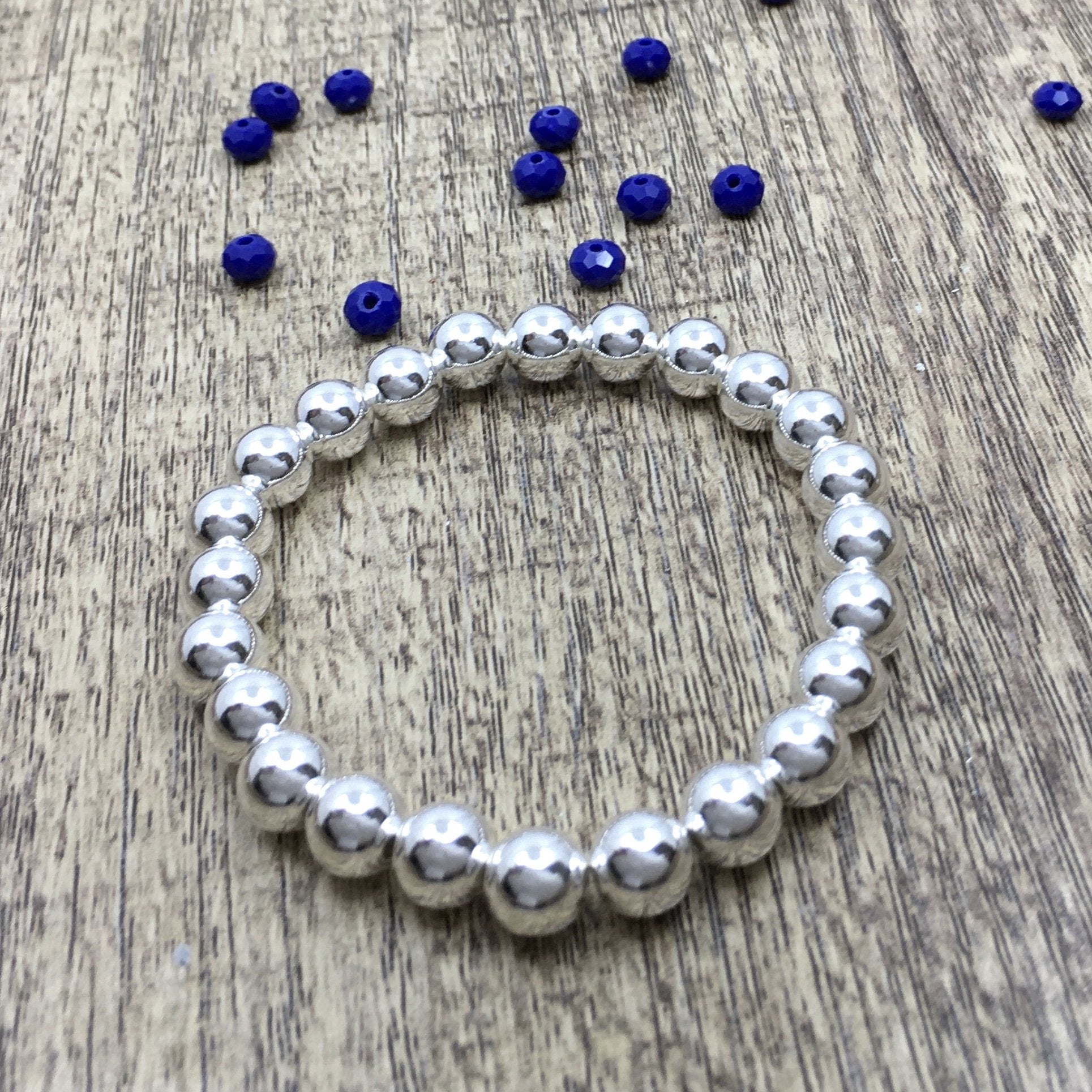 5, 6, 8mm Sterling Silver Bead Bracelet | Bellaire Wholesale