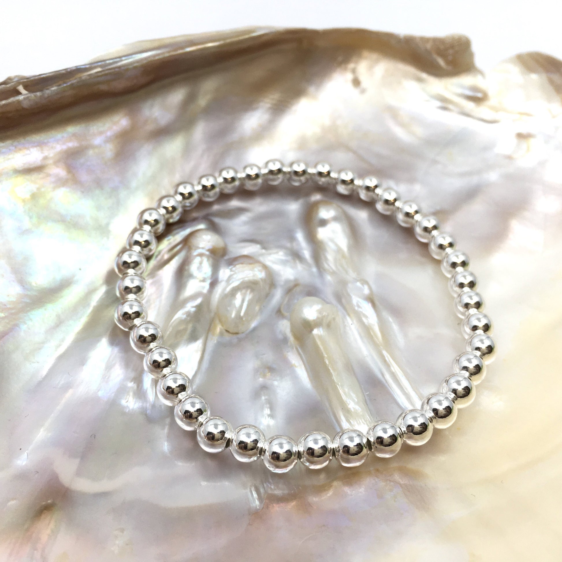 5, 6, 8mm Sterling Silver Bead Bracelet | Bellaire Wholesale