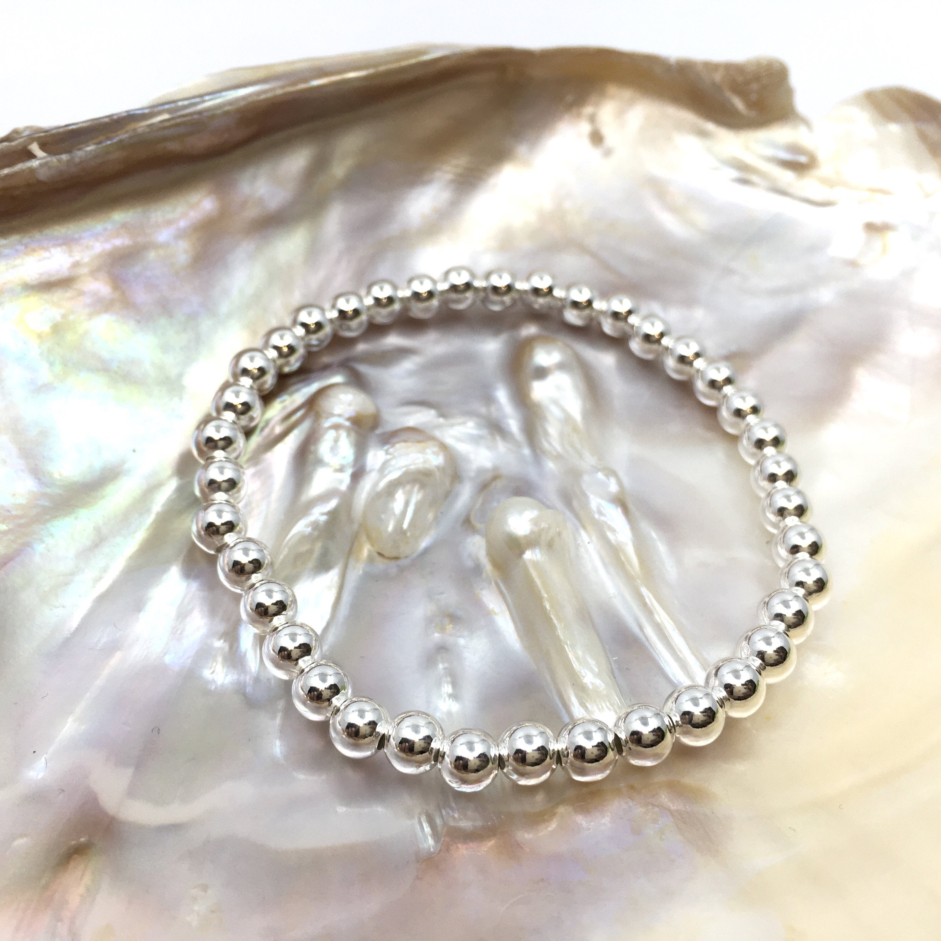 5, 6, 8mm Sterling Silver Bead Bracelet | Bellaire Wholesale