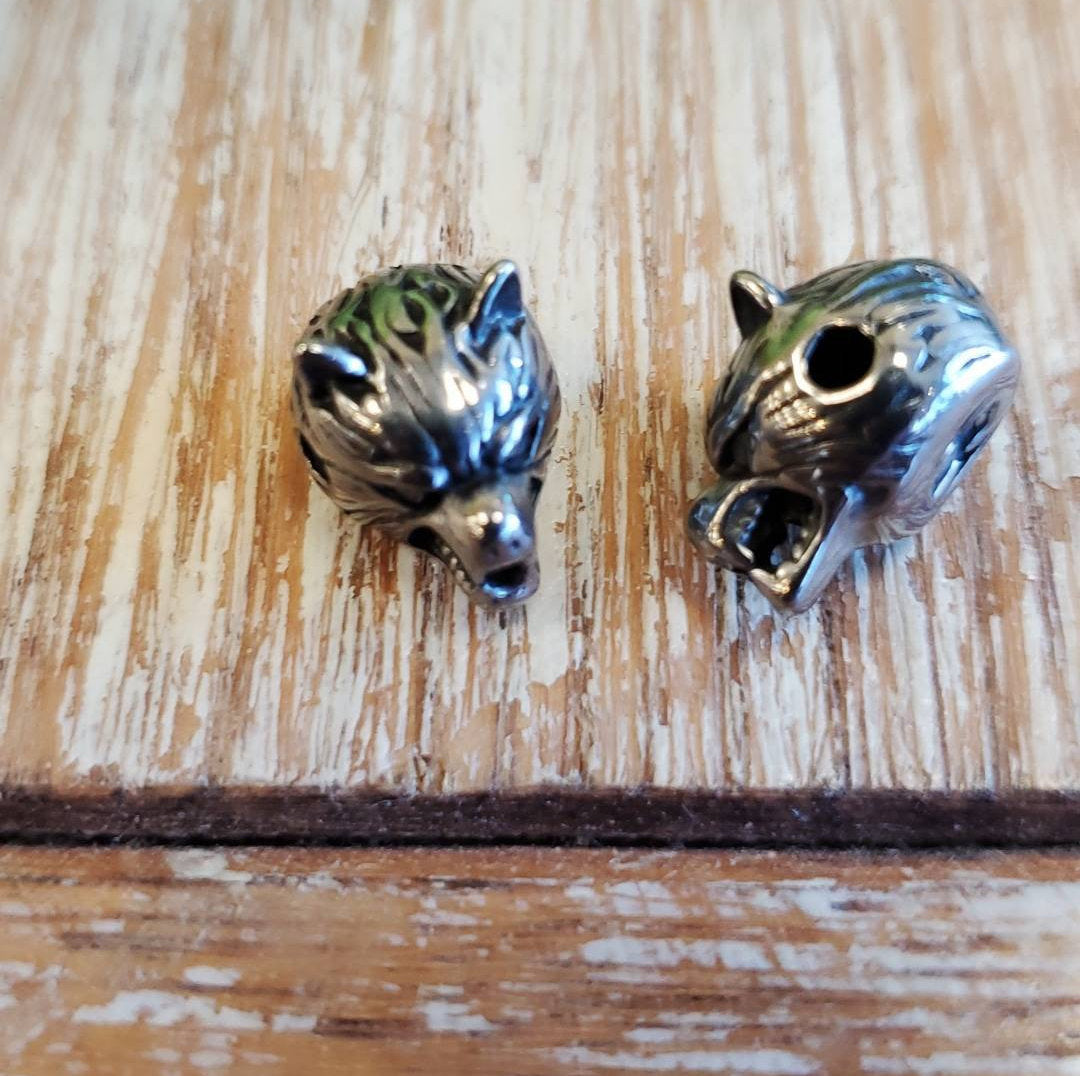 Stainless Steel Wolf Head Bead, Stainless Steel Wolf Bead