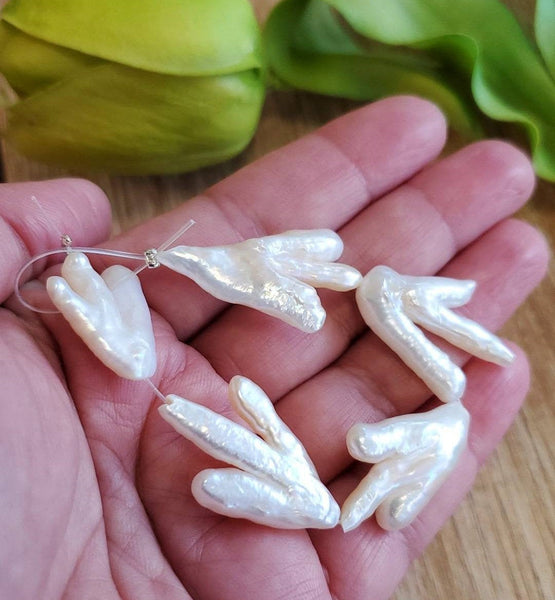 Mother of Pearl, White Pearl Bead, Chicken feet bead