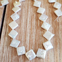Mother of Pearl, White Pearl Bead, Diamond shape pearl