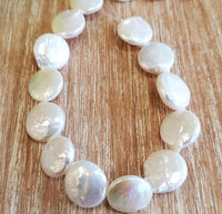 Disc Shape Mother of Pearl, White Pearl Bead