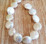 Disc Shape Mother of Pearl, White Pearl Bead