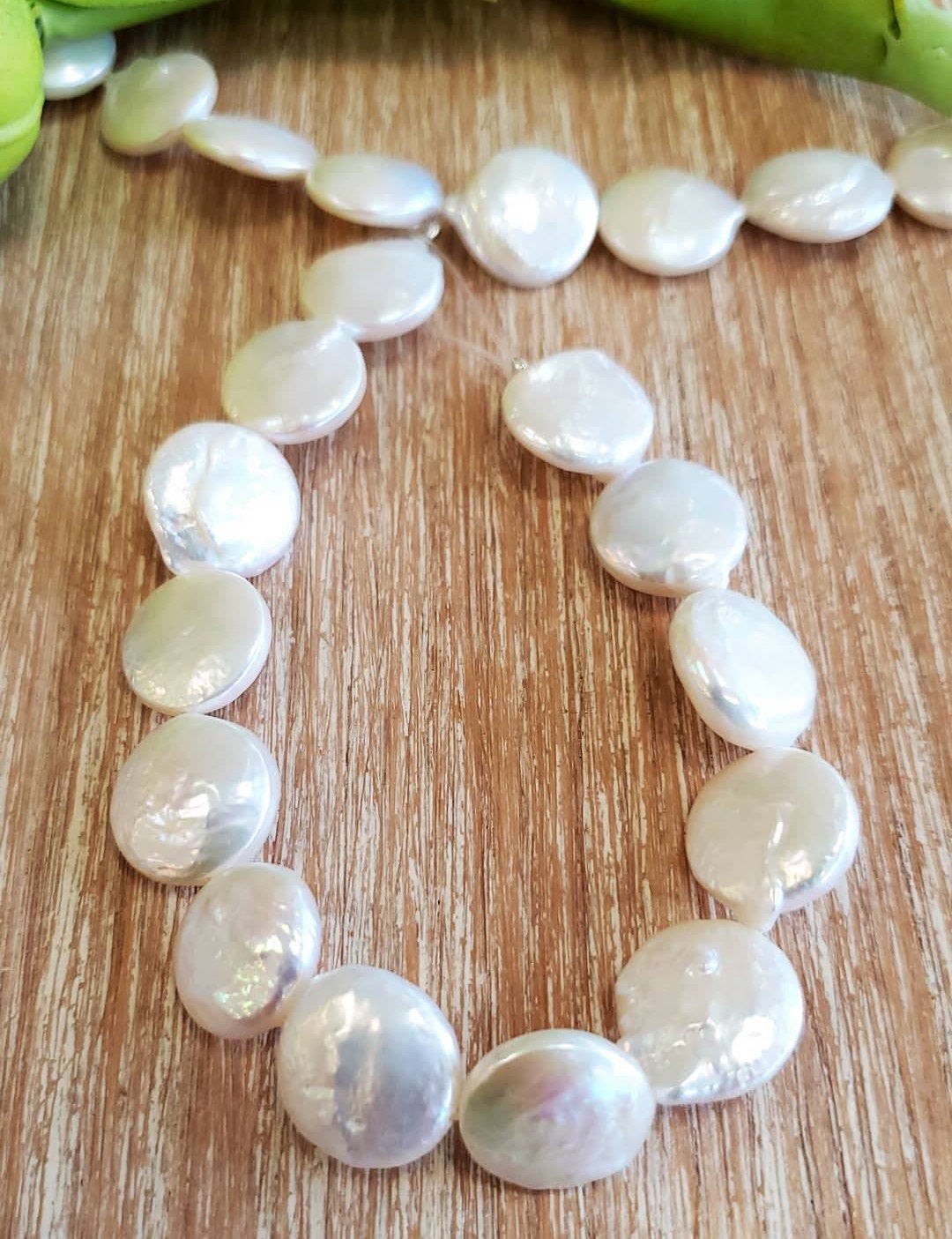 Disc Shape Mother of Pearl, White Pearl Bead