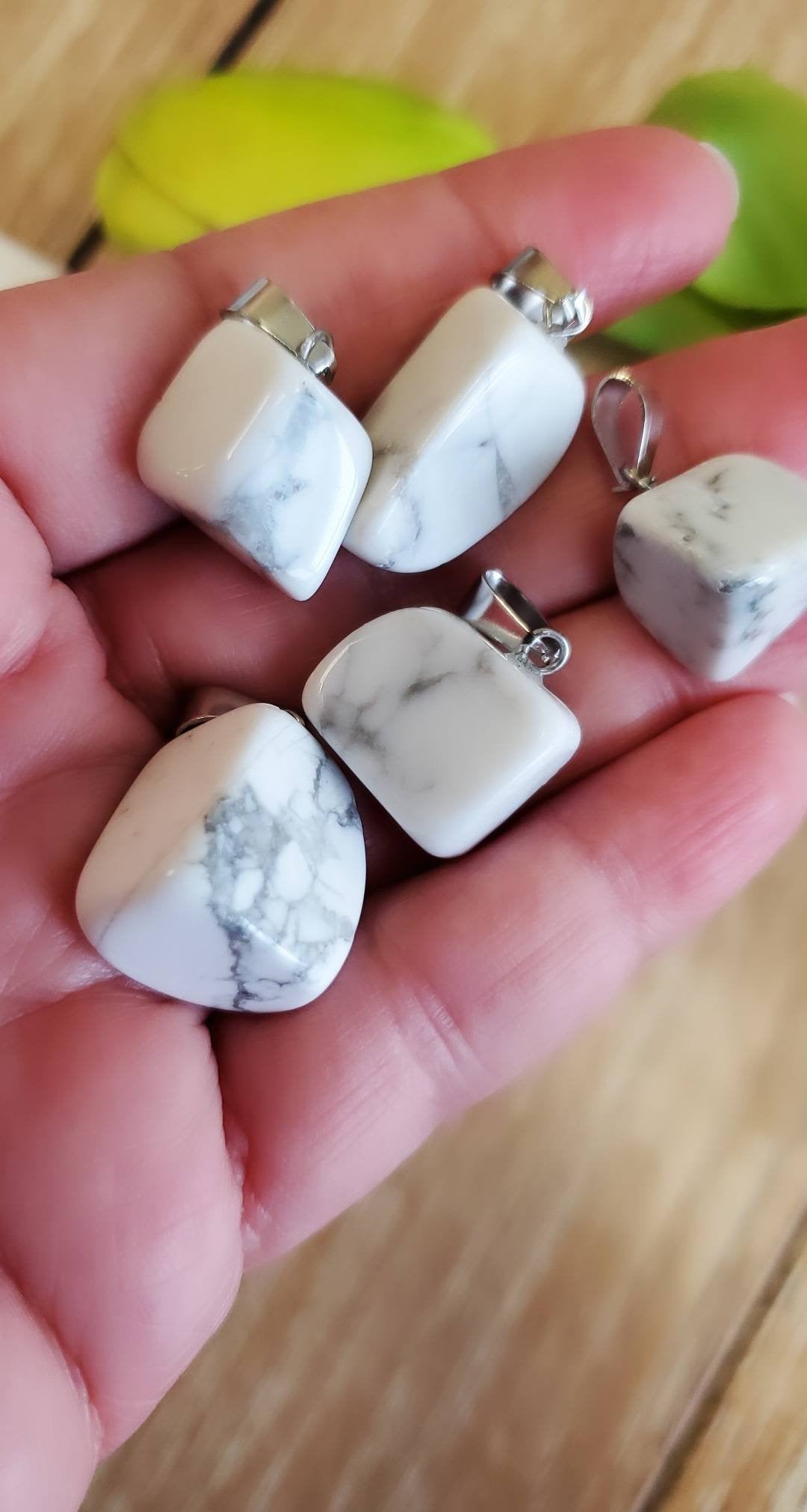 Howlite Bead Pendant, White Howlite Bead Pendant