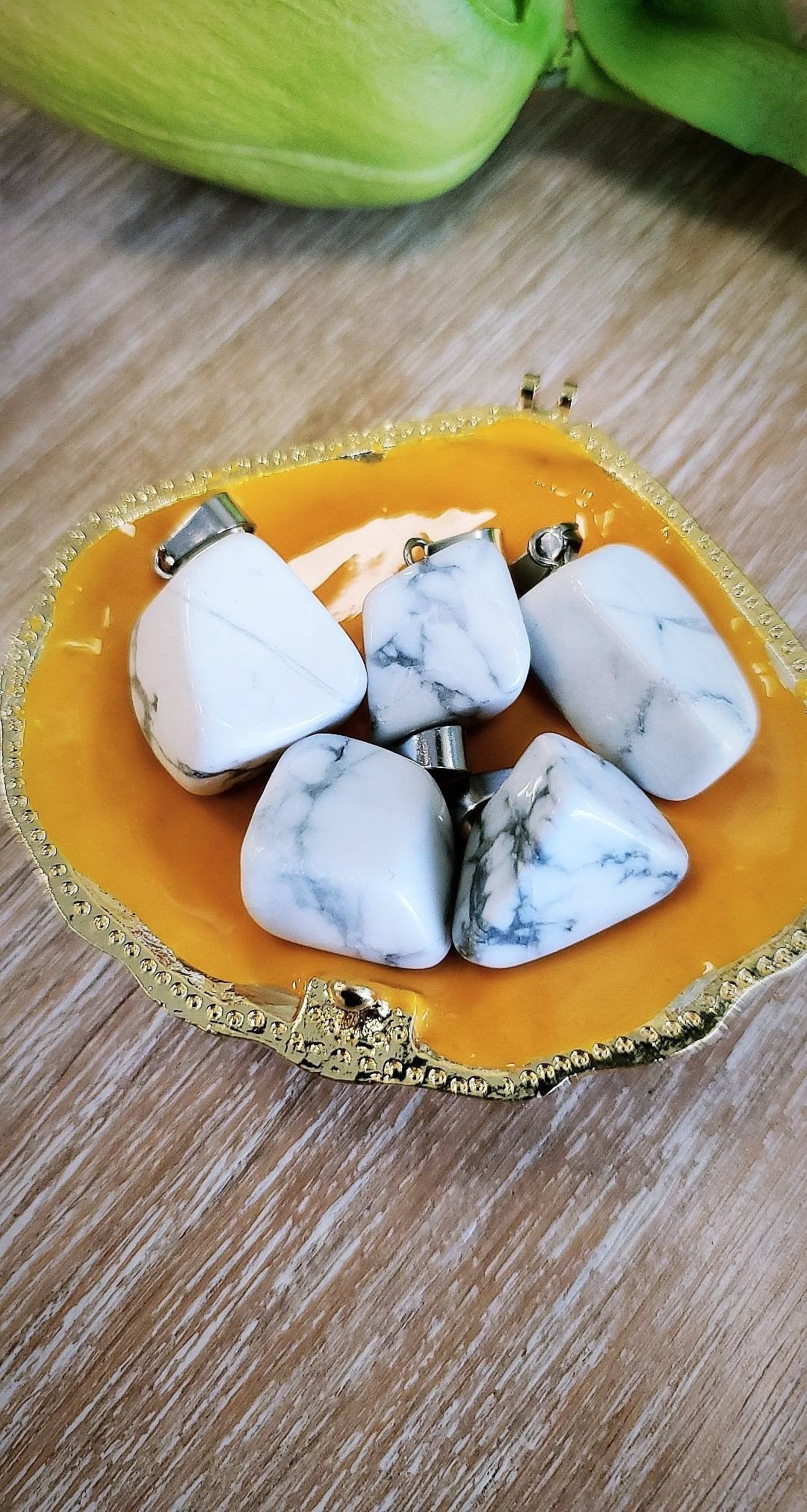 Howlite Bead Pendant, White Howlite Bead Pendant