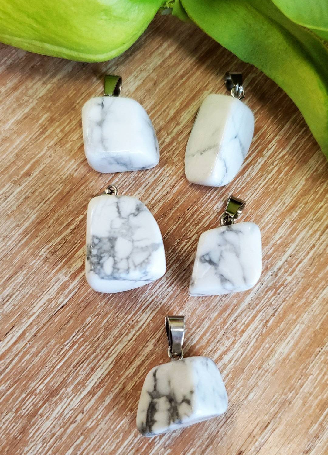 Howlite Bead Pendant, White Howlite Bead Pendant