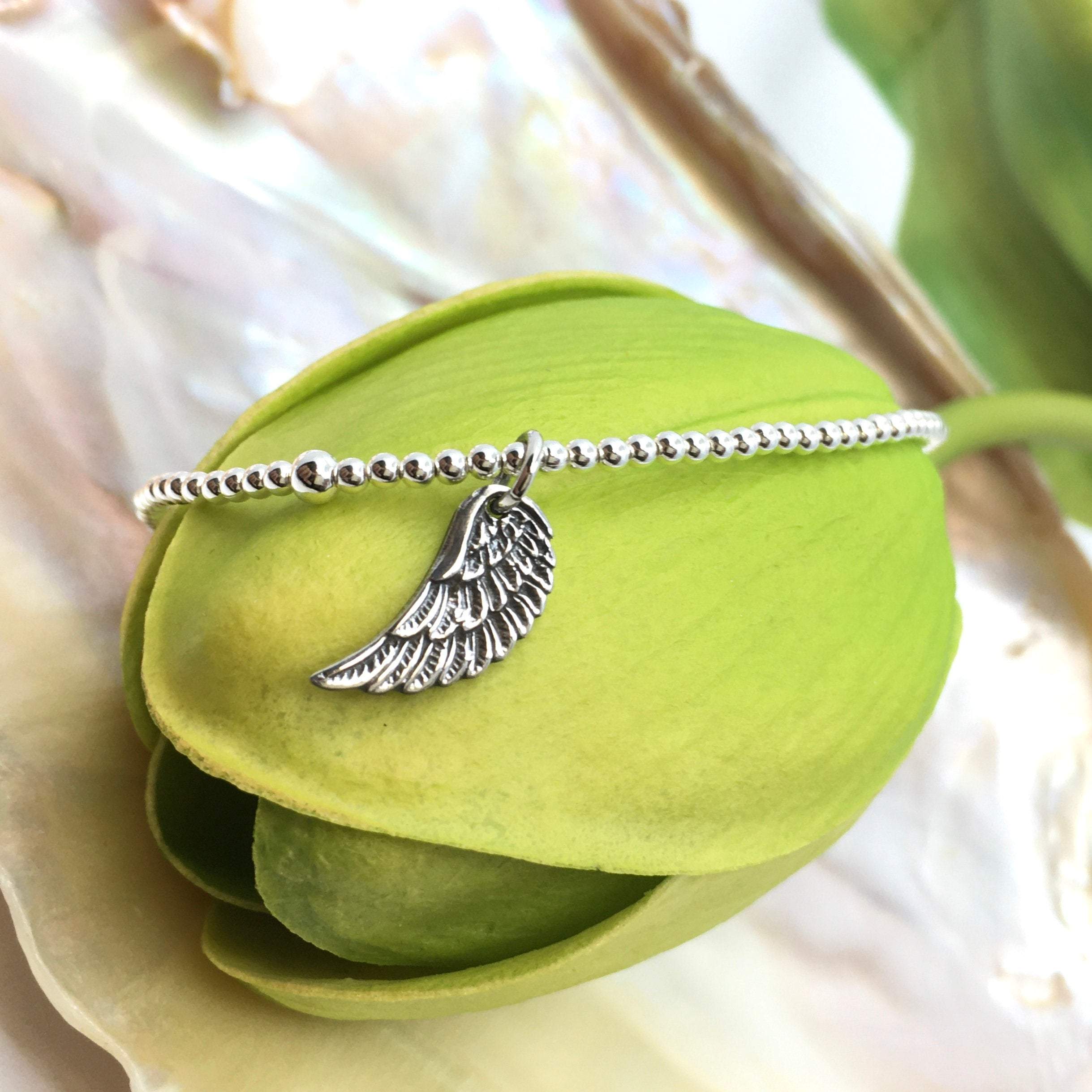 2mm Sterling Silver Bracelet w/ Angel Wing Charm | Bellaire Wholesale