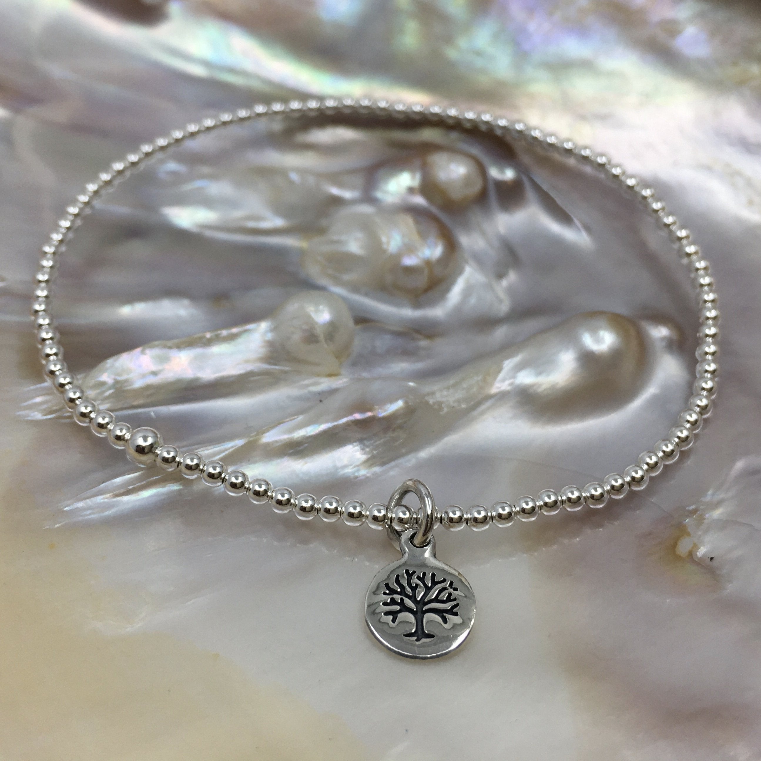 2mm Sterling Silver Bracelet w/ Tree of Life Charm | Bellaire Wholesale