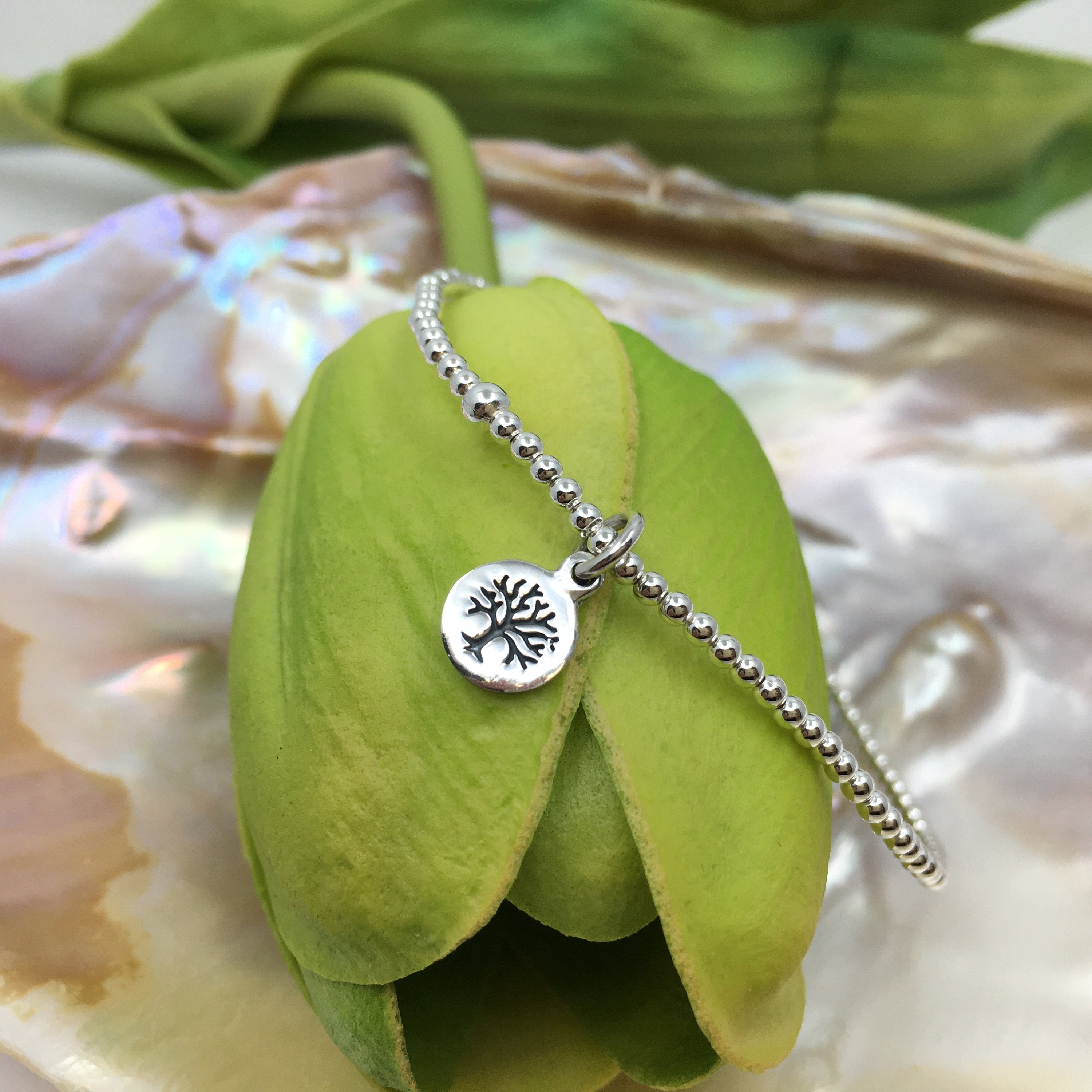 2mm Sterling Silver Bracelet w/ Tree of Life Charm | Bellaire Wholesale