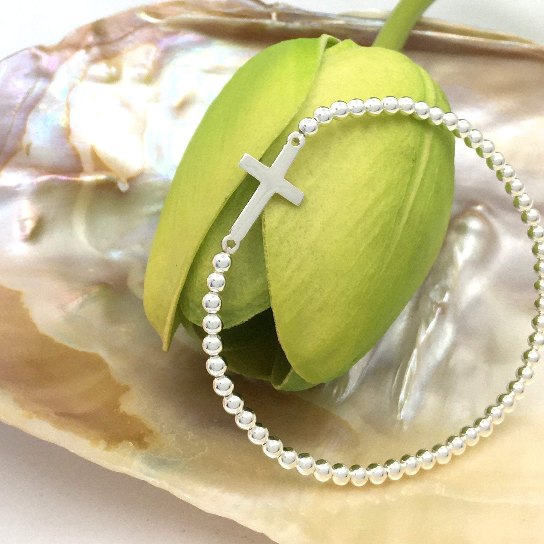 3mm Sterling Silver Bracelet w/ Cross Connector | Bellaire Wholesale