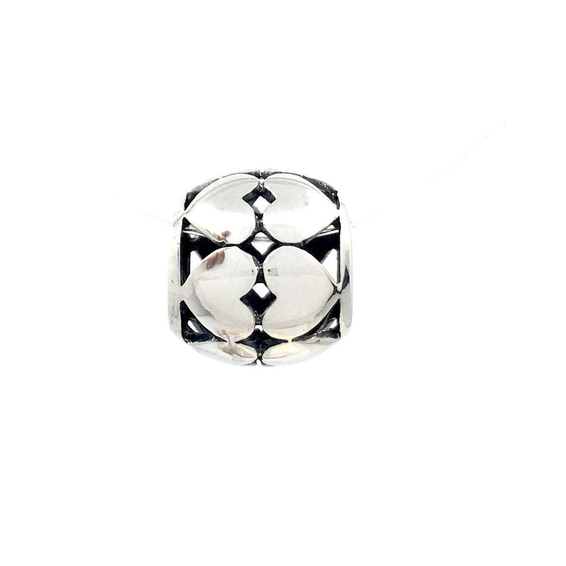 Sterling Silver Heart cut cylindrical bead | Bellaire Wholesale