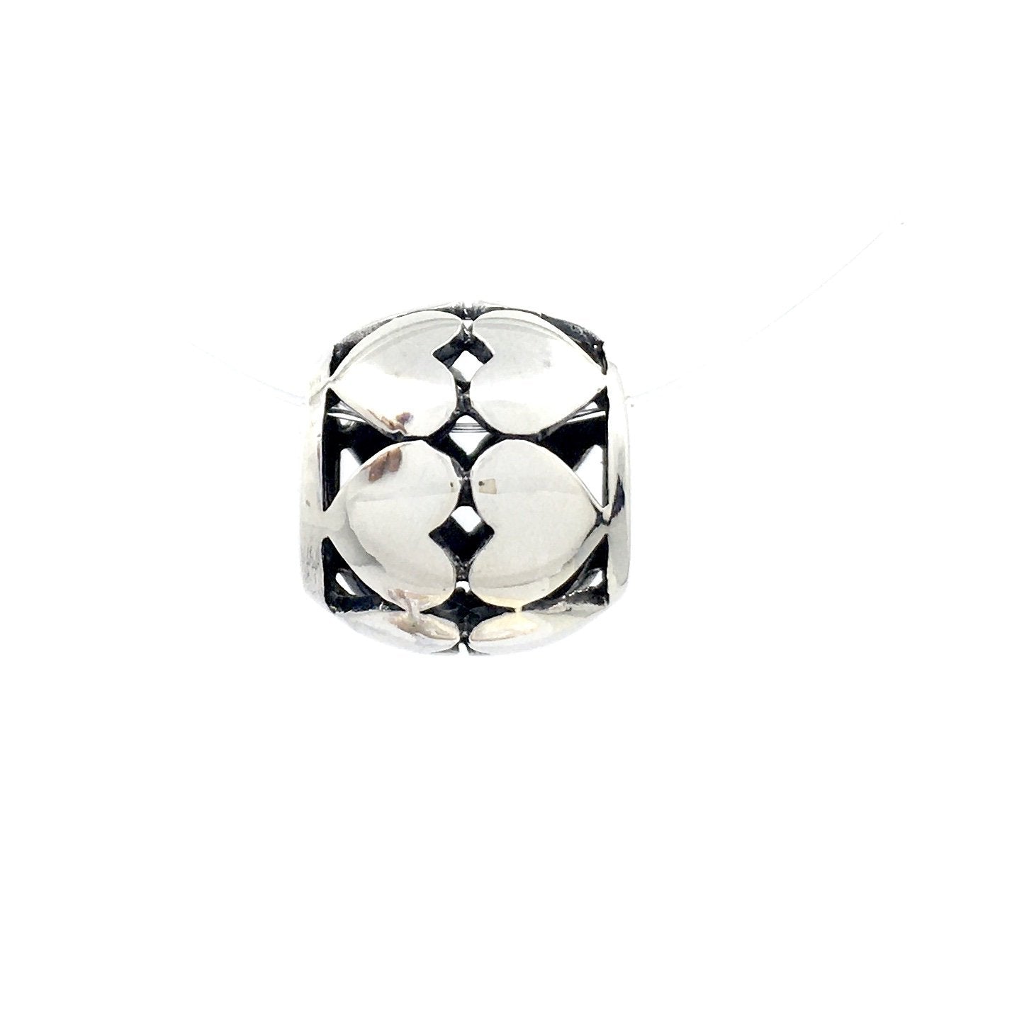 Sterling Silver Heart cut cylindrical bead | Bellaire Wholesale