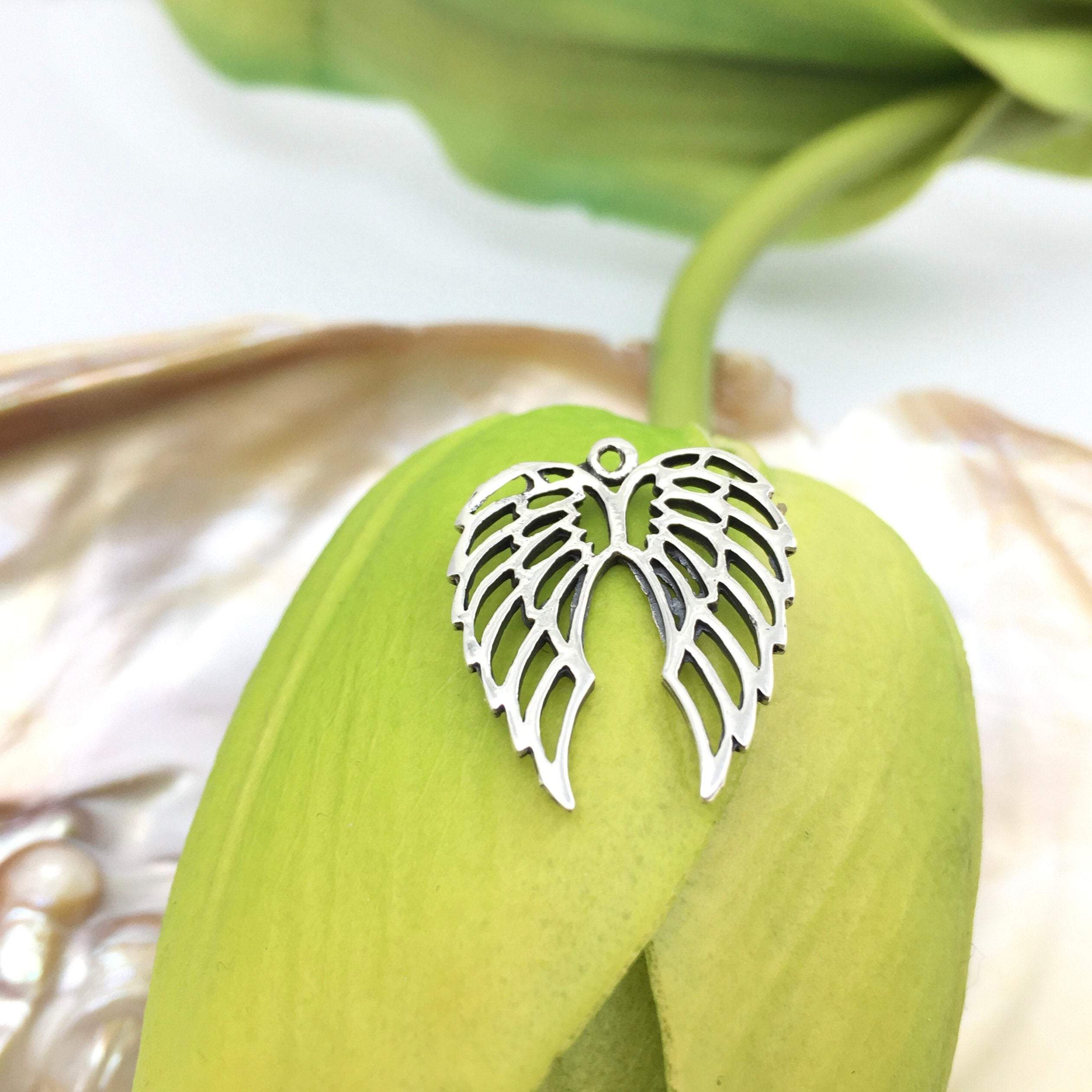 Double Angel Wings Silver Flat Charm | Bellaire Wholesale