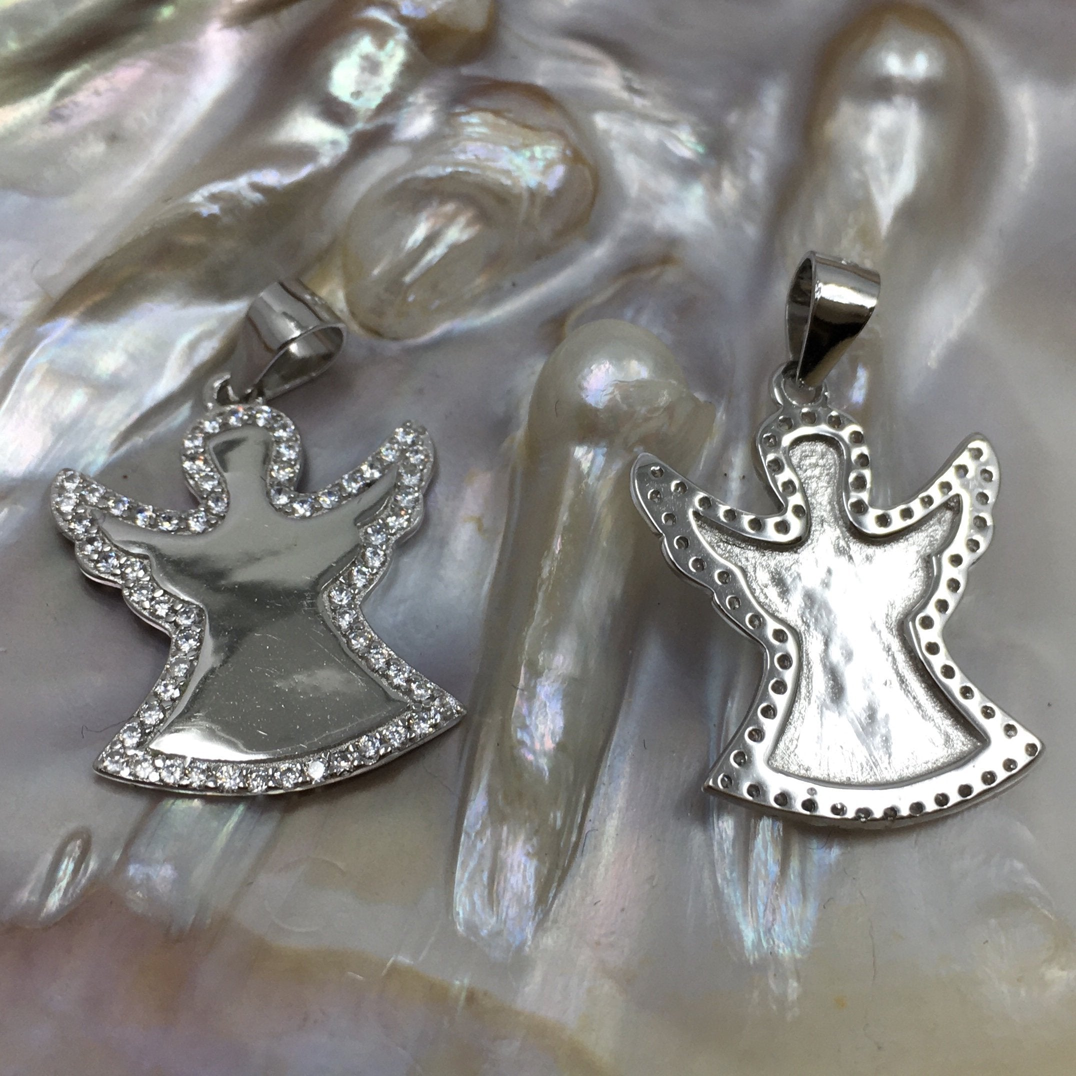 CZ Angel Sterling Silver Flat Charm | Bellaire Wholesale