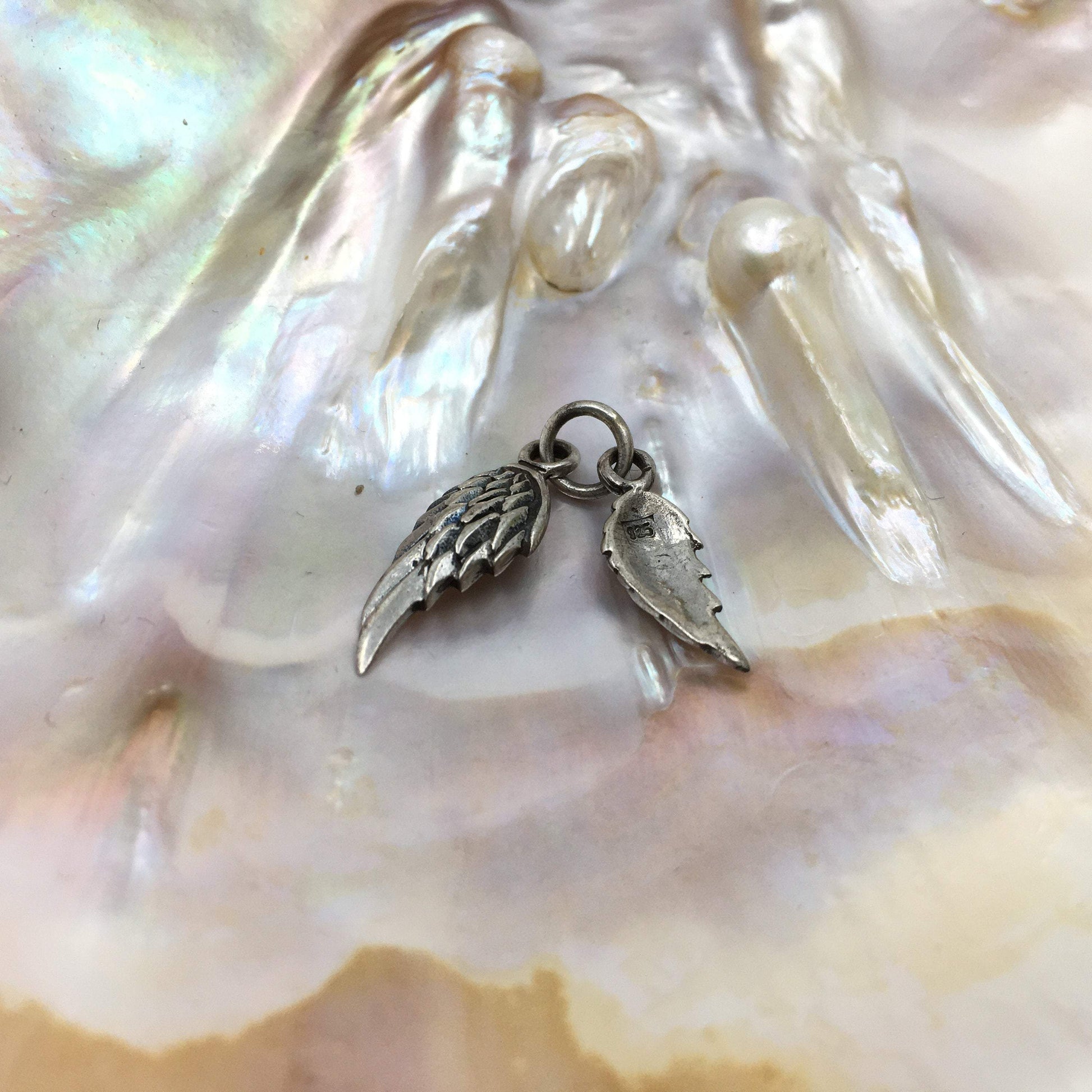 Angel Wings Sterling Silver 3D 2pc Charm | Bellaire Wholesale