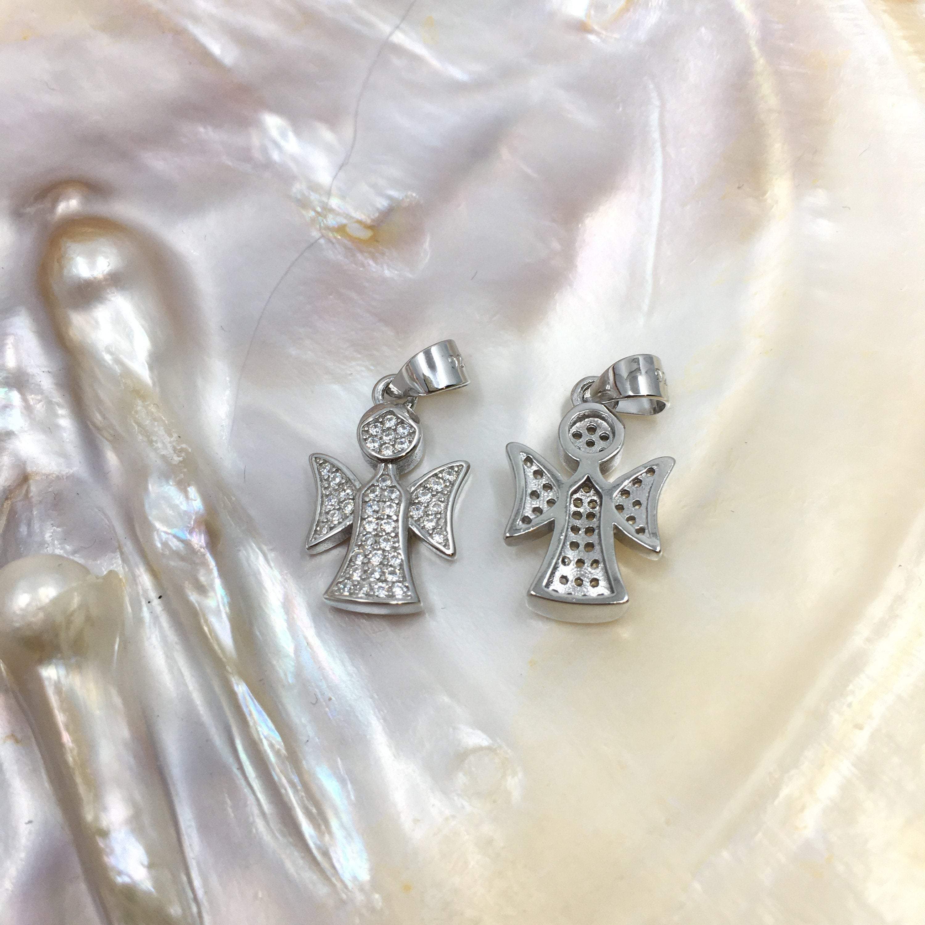 CZ Angel Sterling Silver 3D Charm | Bellaire Wholesale