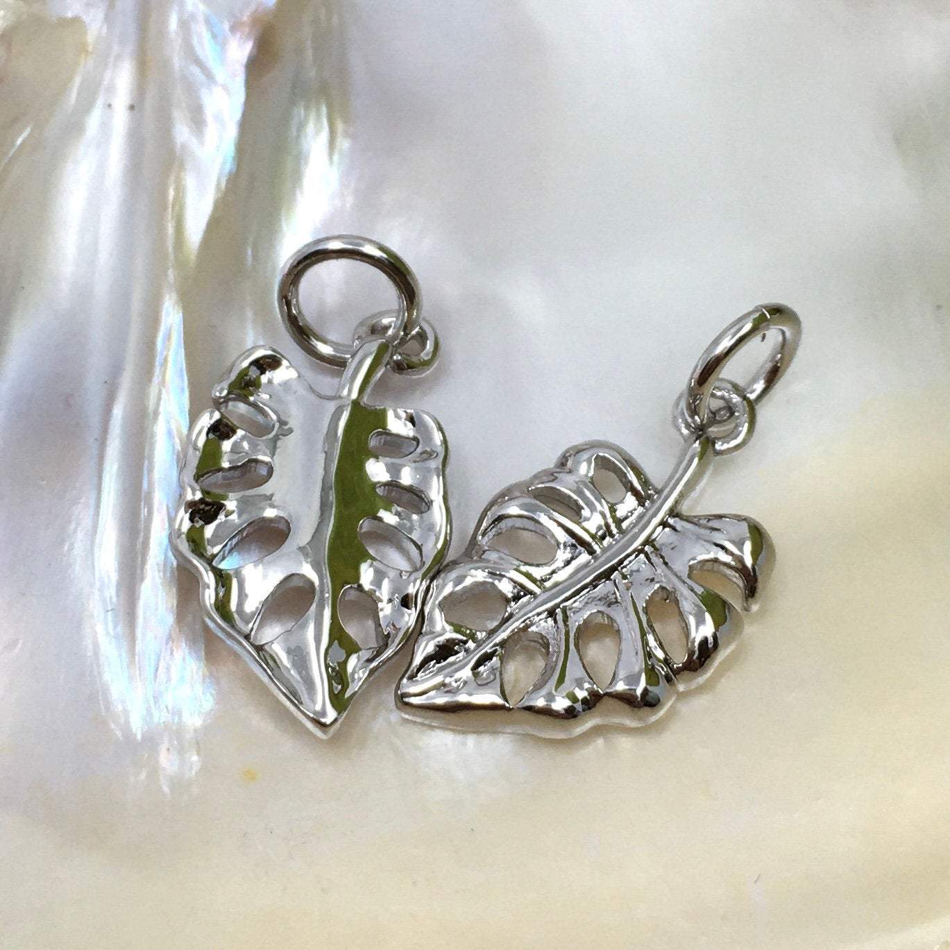 Monstera leaf Brass Charm, Brass, Necklace chain Pendant,