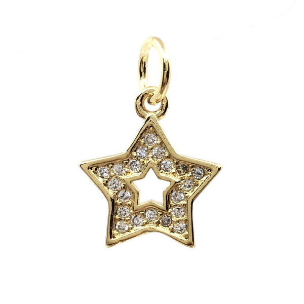 Star Shaped Gold Brass Charm 18k Gold Plated