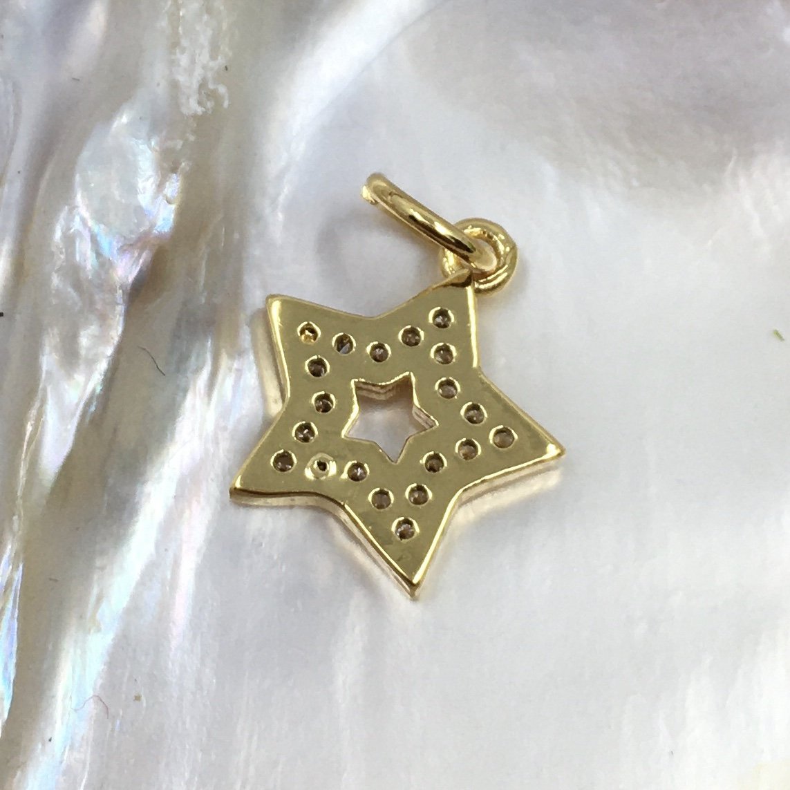 Star Shaped Gold Brass Charm 18k Gold Plated