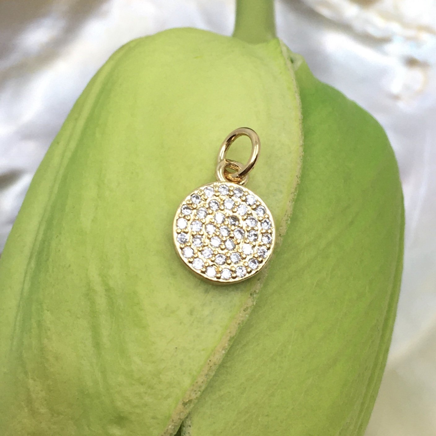 Gold Plated Flat Heart Brass Charm 18k Gold Plated