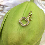 Apple CZ Pave Flat Charm 18k Gold Plated