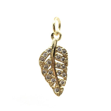 Big Leaf CZ Brass Charm, Brass | Bellaire Wholesale