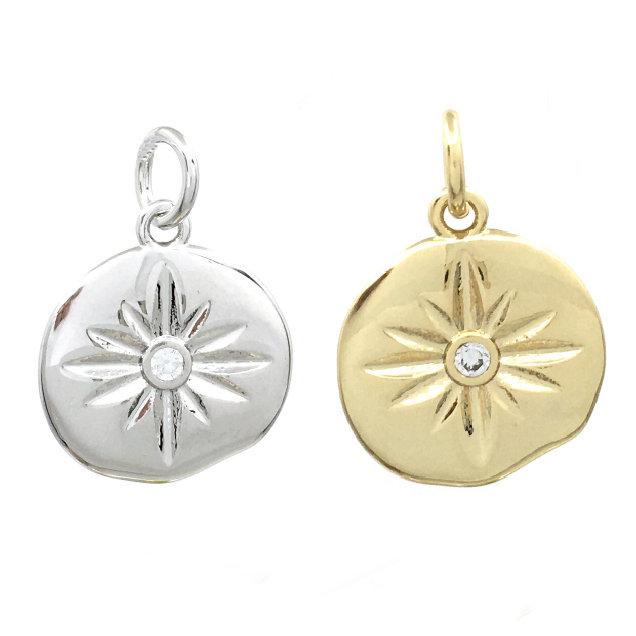 Round Compass Gold/Rhodium 18K gold plated