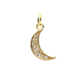 Half Moon Gold Rhodium, CZ Pave charm | Bellaire Wholesale