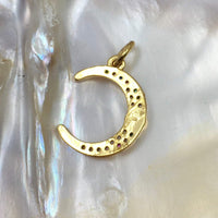 Half Moon Gold Charm, Colorful CZ Pave | Bellaire Wholesale
