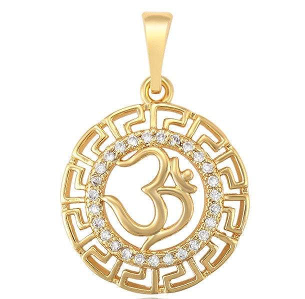 Gold Om Pendant, 18K Gold Pendant