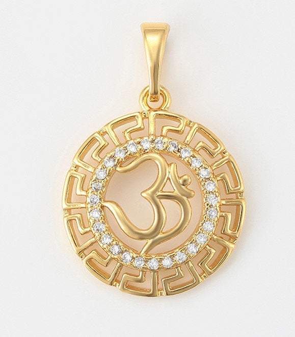 Gold Om Pendant, 18K Gold Pendant
