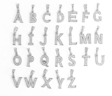 A to Z Letters Rhodium Charm, Rhodium Plated