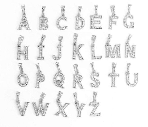 A to Z Letters Rhodium Charm, Rhodium Plated