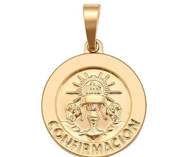 Gold Confirmation Pendant, Confirmacion Charm, 18K Gold Plated