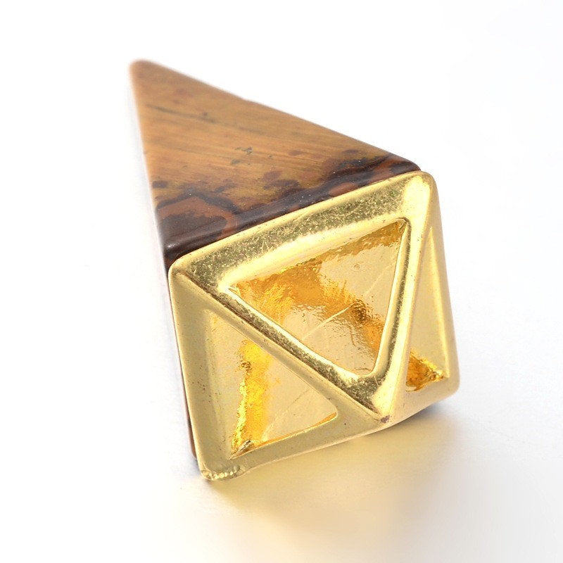 Tiger Eye With Gold Top,  Natural Stone Pendant