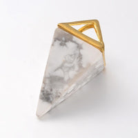 White Howlite With Gold Top,  Natural Stone Pendant