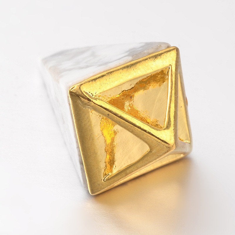 White Howlite With Gold Top,  Natural Stone Pendant