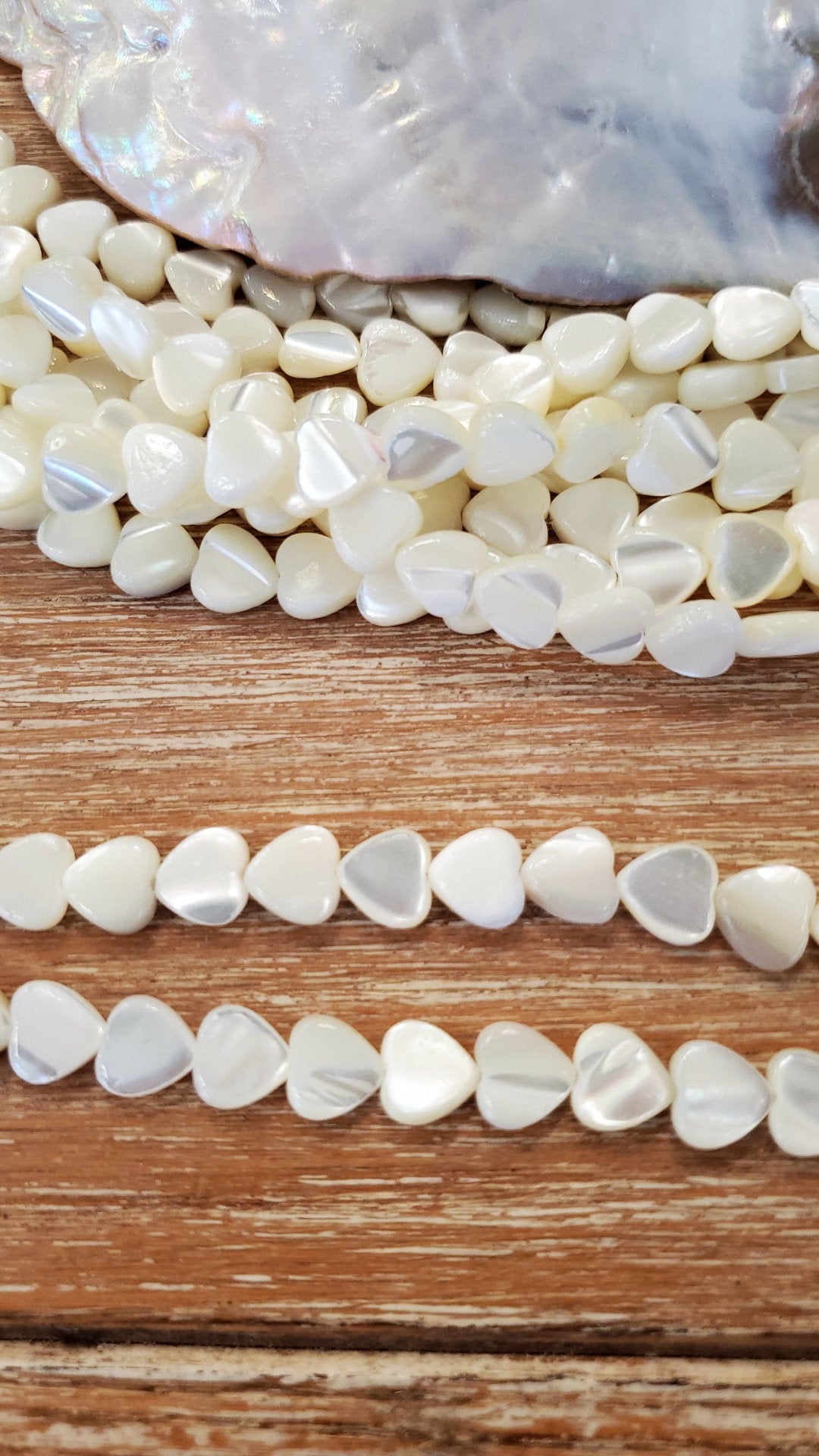 Heart Shape Shell Pearl Bead, White Shell Pearl