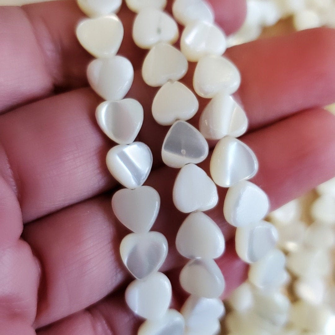 Heart Shape Shell Pearl Bead, White Shell Pearl