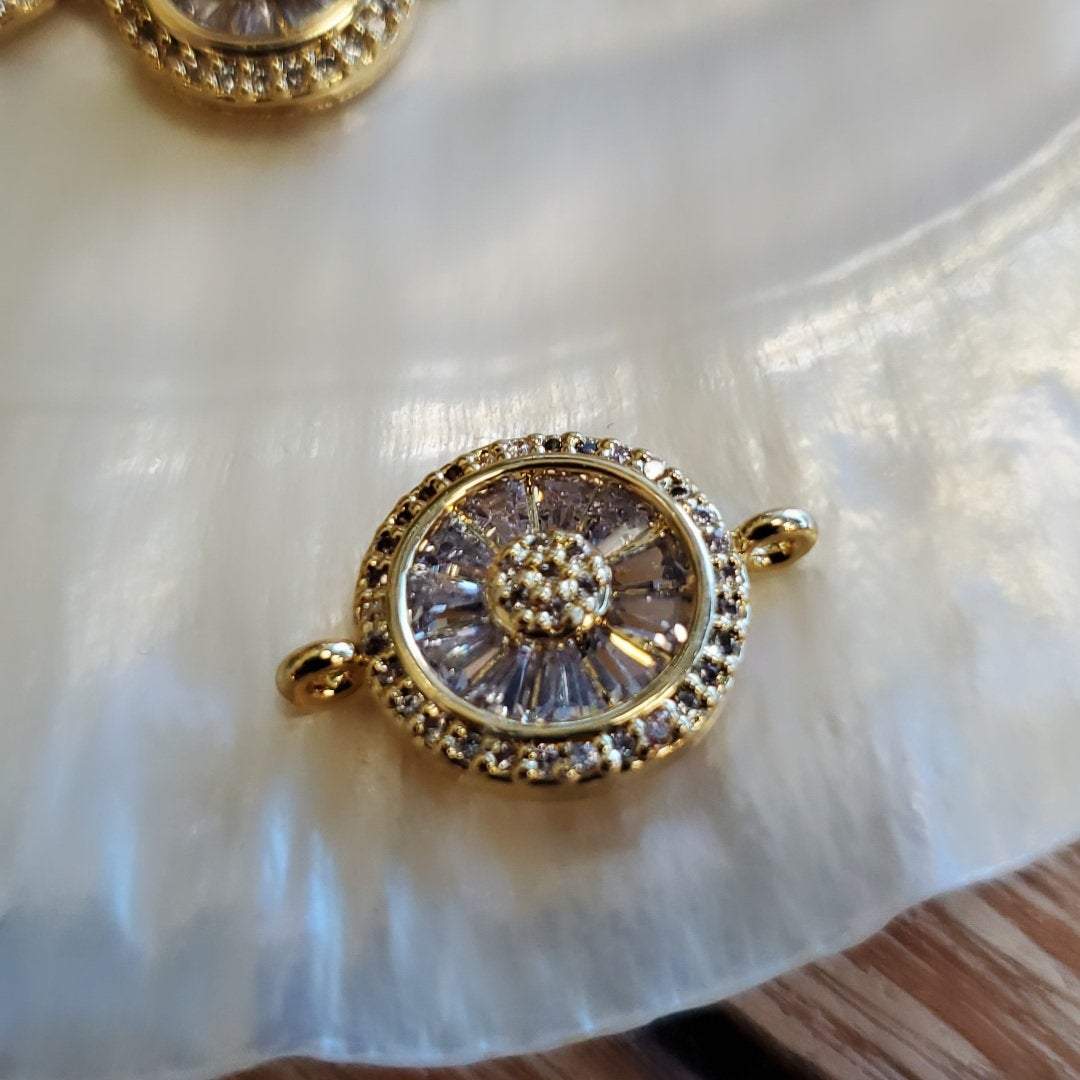 Gold Cubic Zirconia Evil Eye, Pave Evil Eye Baguette Stone