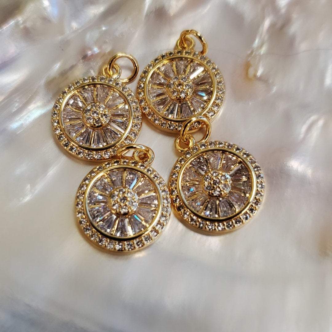 Gold Cubic Zirconia Evil Eye, Pave Evil Eye Baguette Stone