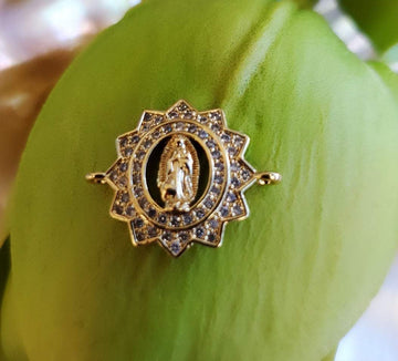 Gold Mother Mary Cubic Zirconia Connector