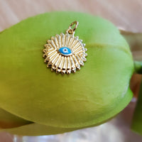 Round Blue Evil Eye Rhodium/ gold plated charm