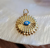 Round Blue Evil Eye Rhodium/ gold plated charm