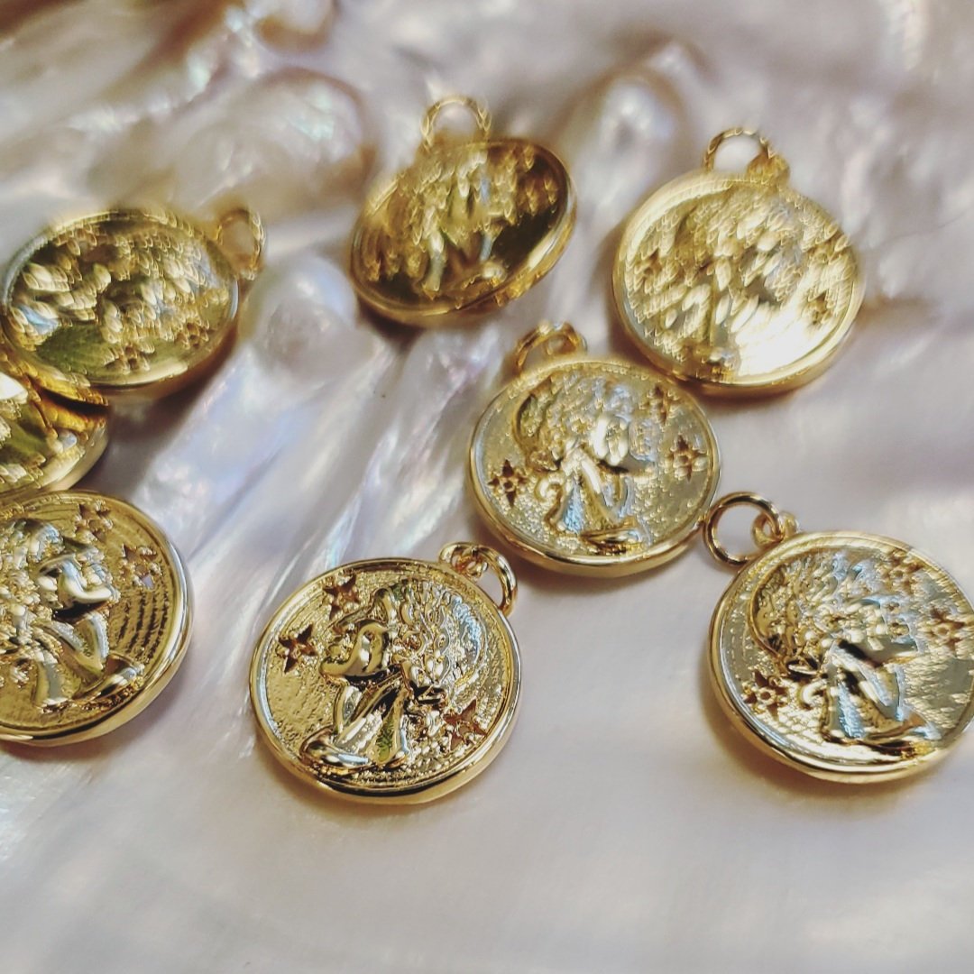 2 sided Greek Goddess ,Goddess Gold Charm