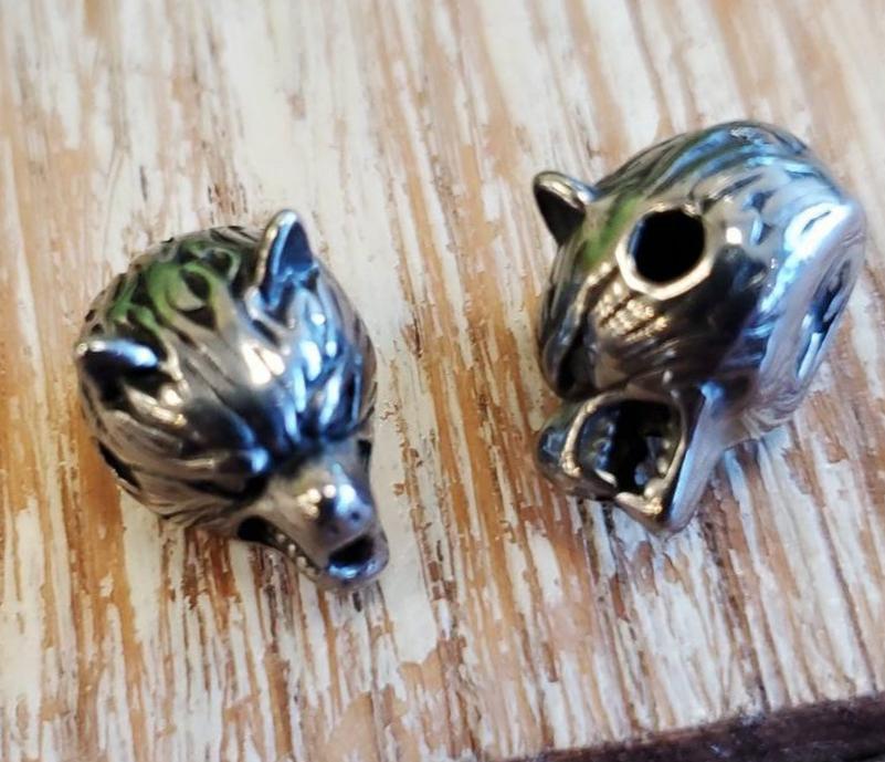 Stainless Steel Wolf Head Bead, Stainless Steel Wolf Bead