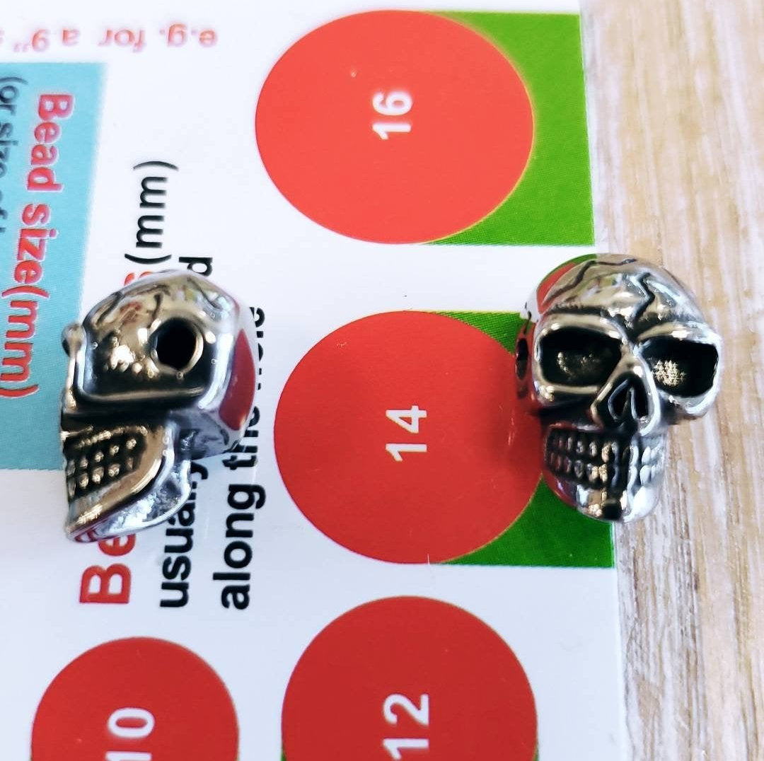 Stainless Steel Skull Head Bead, Stainless Steel Skull