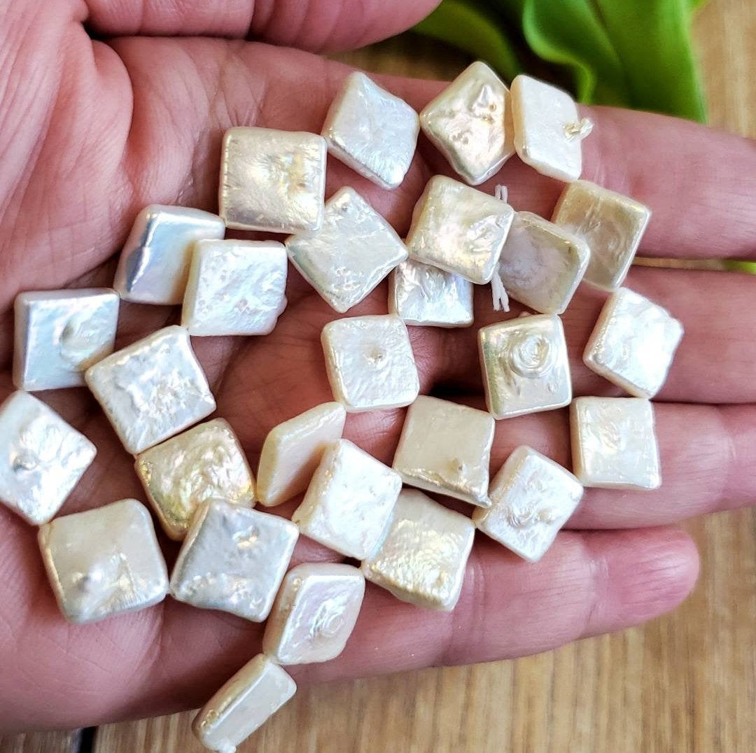 Mother of Pearl, White Pearl Bead, Diamond shape pearl